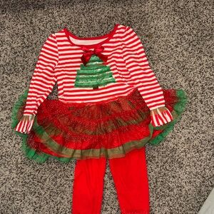 Festive Striped Christmas Tree Costume for Kids